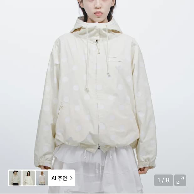 oheshio 오헤시오 셔츠 후드 집업 아이보리 도트