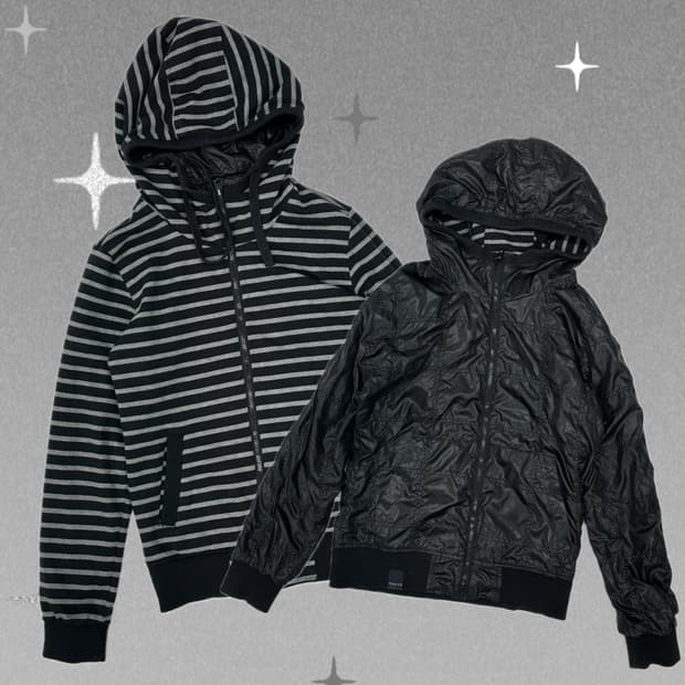 ANDEW리버시블 펑크 그런지 후드집업 바람막이 아우터 핀터깔 