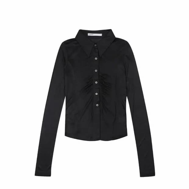 보헤미안서울 셔링 카라 셔츠 블랙