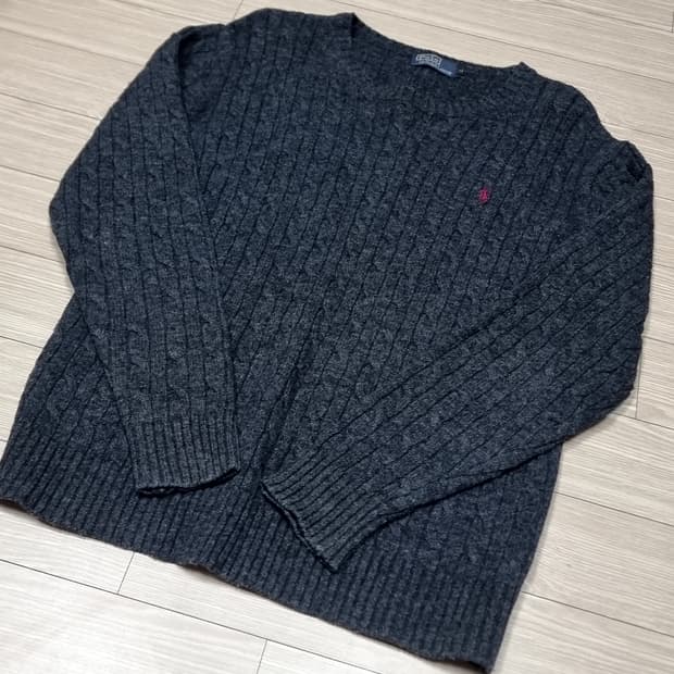 폴로랄프로렌 회색 꽈배기 니트 스웨터(L)