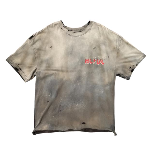 Distressed fading AC/DC band tees