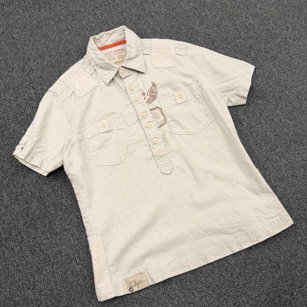 M) Outtrak 빈티지 자수 포켓 반팔셔츠