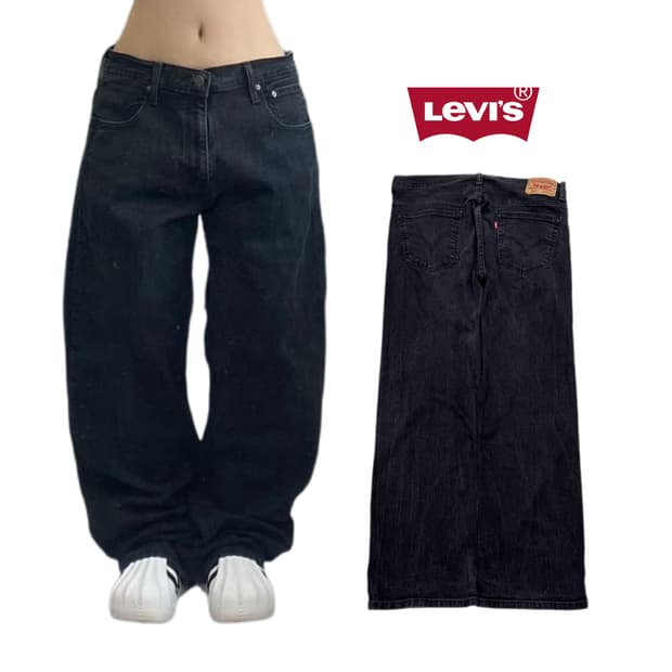 리바이스 569 새깅 와이드 데님팬츠 블랙