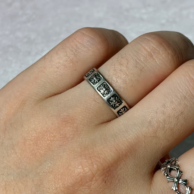 Oribell 크롬 크로스 스퀘어 모노그램 925실버 오픈링 반지