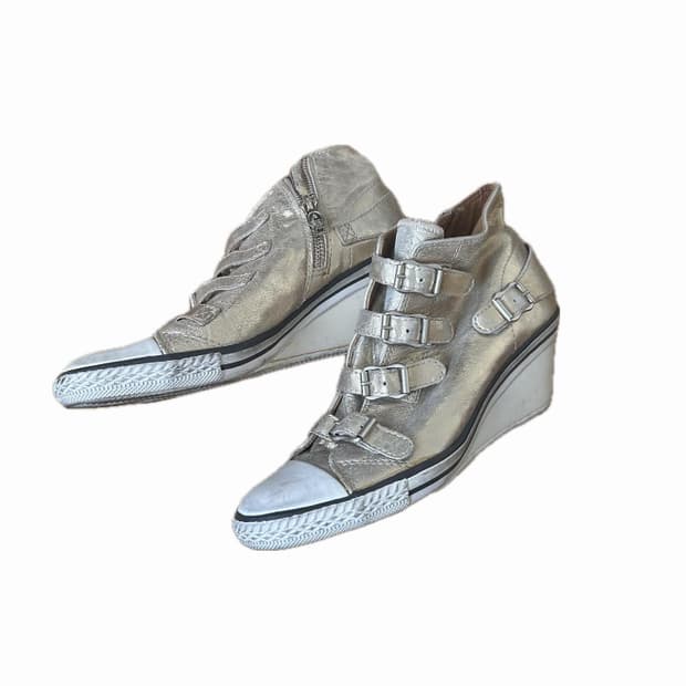 아쉬 웨지힐 스니커즈 골드 메탈