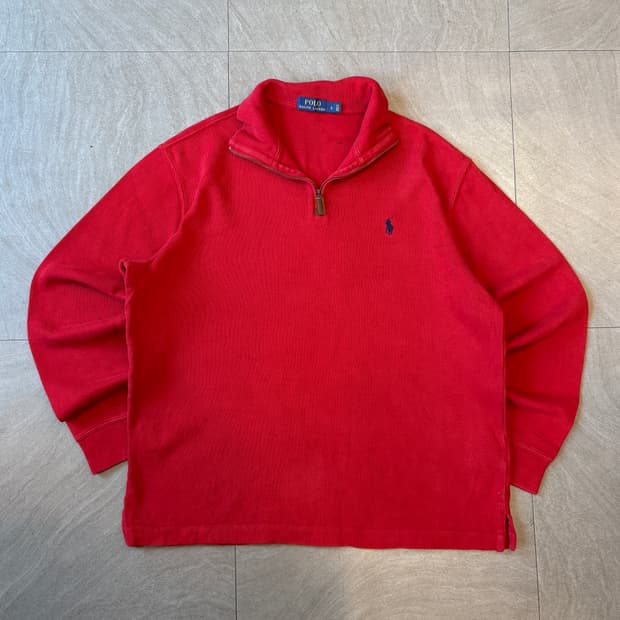 폴로 정품 레드 반집업 니트