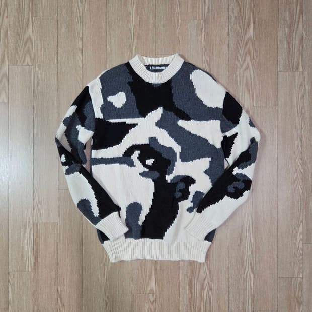 레스옴므 메이드 이태리 짜임 라운드 니트