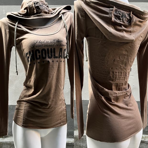 00's Grunge Wash Hood Long Sleeves