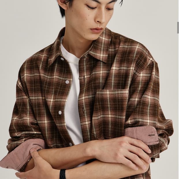 키뮤어_플란넬 체크 셔츠_베이지M