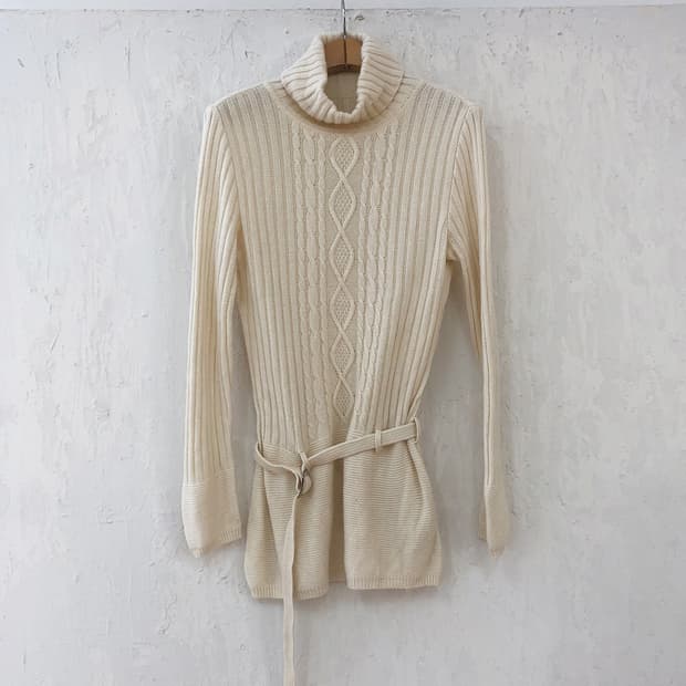 vintage snow turtleneck knit top[+belt]