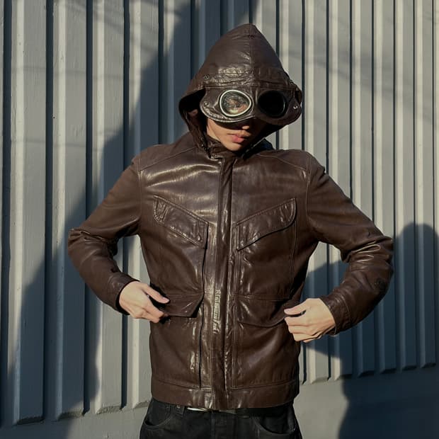 00s C.P 컴퍼니 고글 레더 필드자켓 