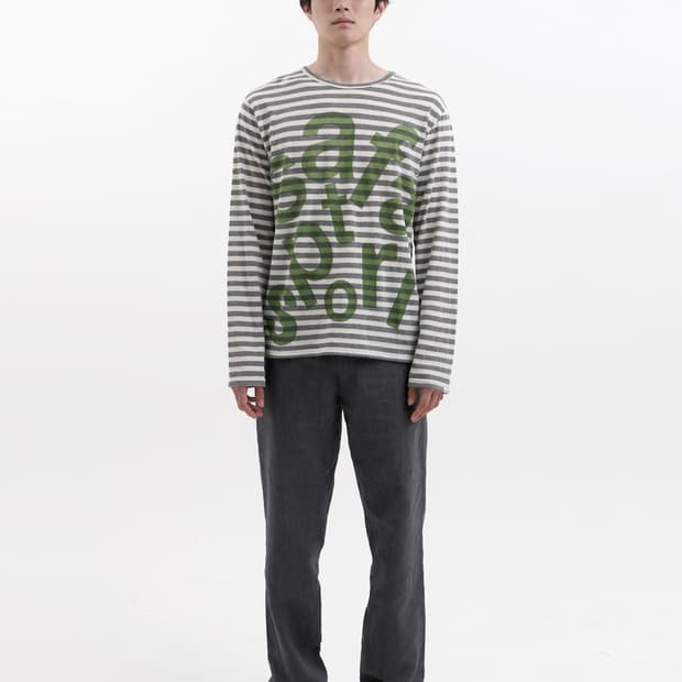 사파리스팟 TICKETING STRIPE BORDER TEE-GRAY