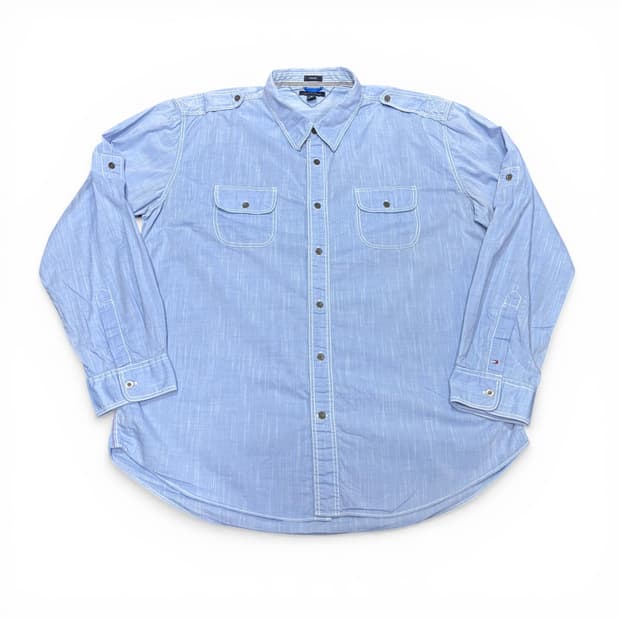 XL 타미힐피거 연청 스티치 투포켓 셔츠