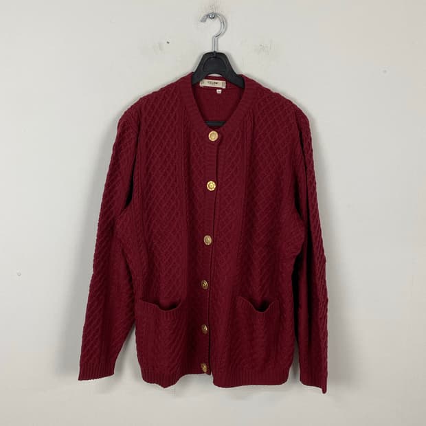 Celine 셀린느 금장 버튼 울 가디건 42 