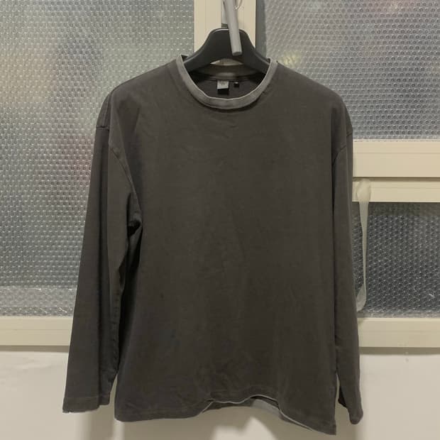 (3) 폴리테루 레이어드 롱슬리브 차콜 그레이