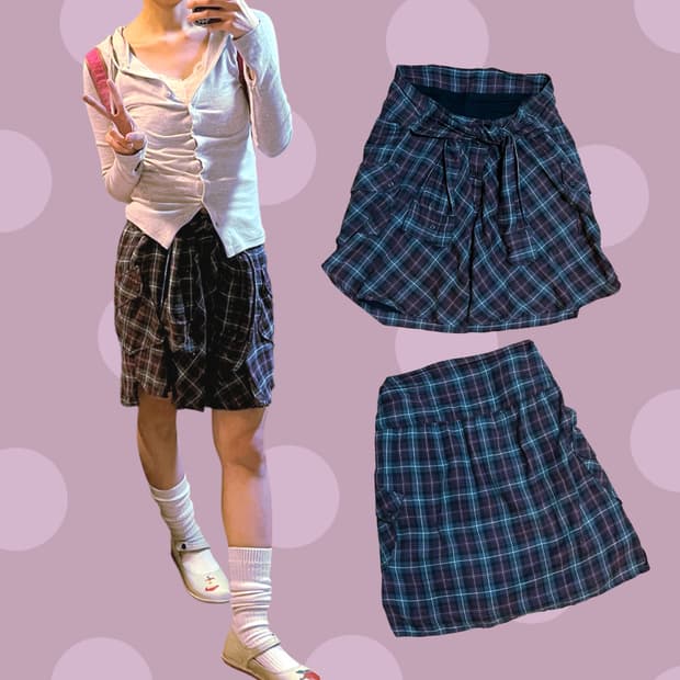 이자벨 마랑 에뚜왈 퍼플 체크무늬 셔츠 스커트