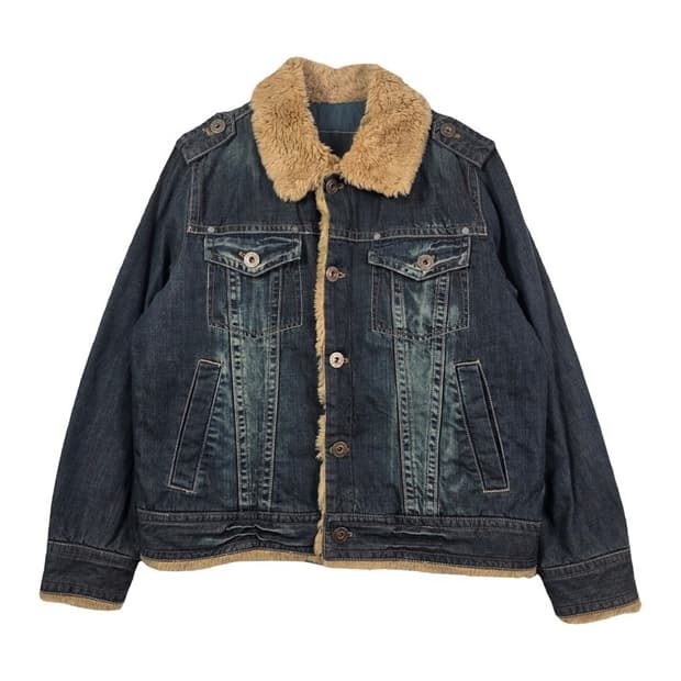 언더우드 빈티지 쉐르파 양털 데님 트러커 자켓 M