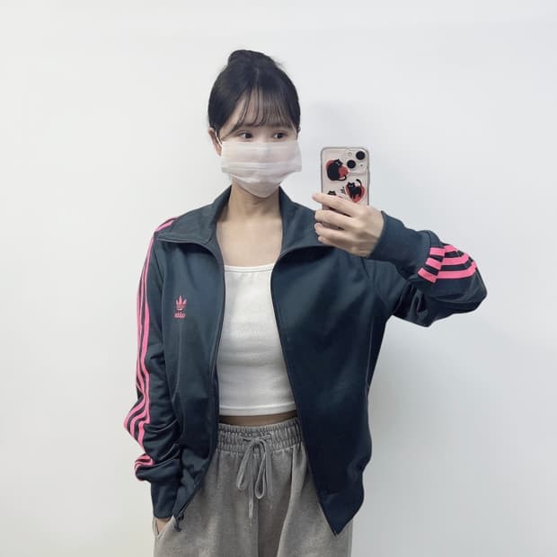 아디다스 파이어버드 트랙탑 져지 그레이 핑크