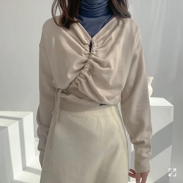울 셔링 랩니트 가디건 블랙