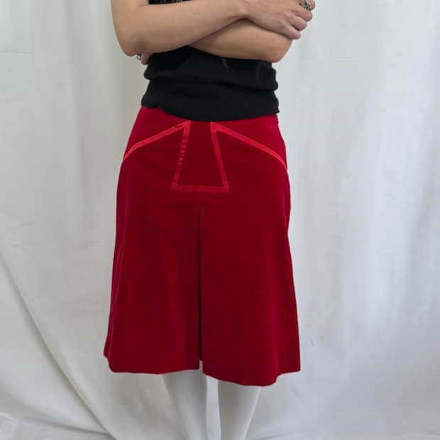 앤디앤뎁 레드 벨벳 스커트