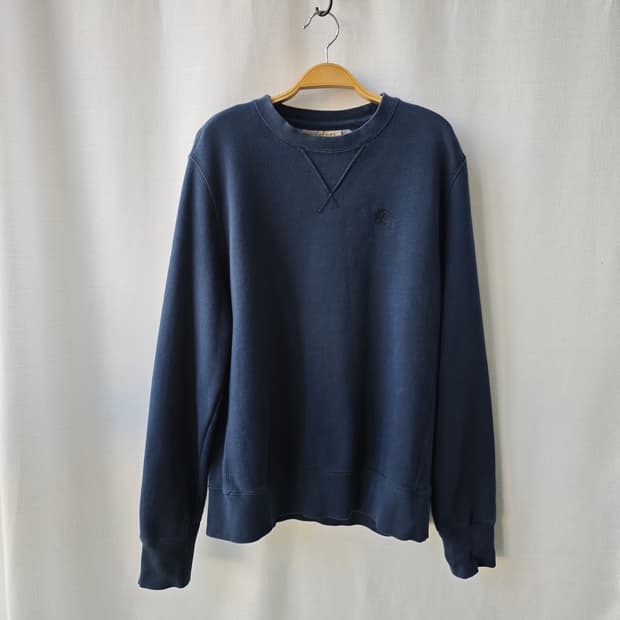 버버리 자수 로고 기모 클래식 맨투맨 네이비 M