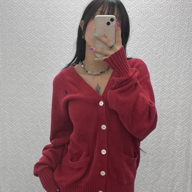 폴로 랄프로렌 아방핏 버건디 니트 가디건 95 C07084