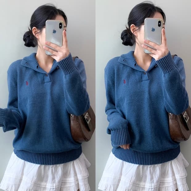 폴로 버튼업 니트 