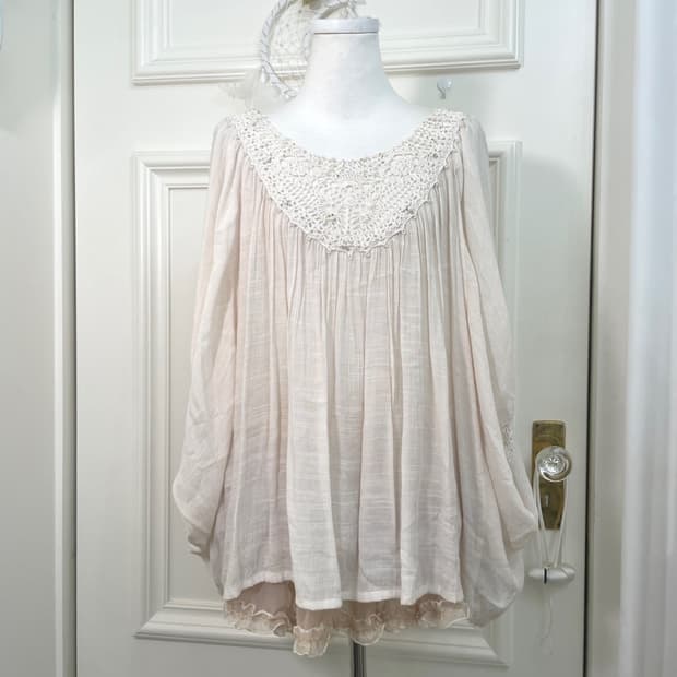 ivory mori lace crochet point shirring b