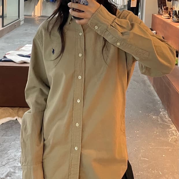 폴로 랄프로렌 베이지 카라넥 셔츠 H136