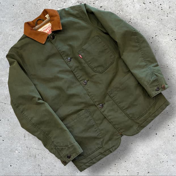 [S] 리바이스 코듀로이 카라 왁스 워크 자켓 그린 D793