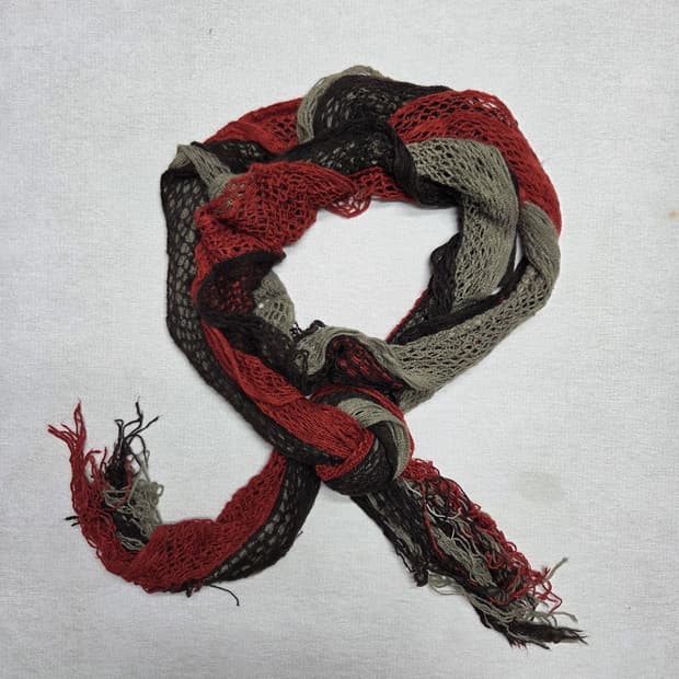 빈티지 히피 모리걸 믹스 컬러 그물 니트 머플러