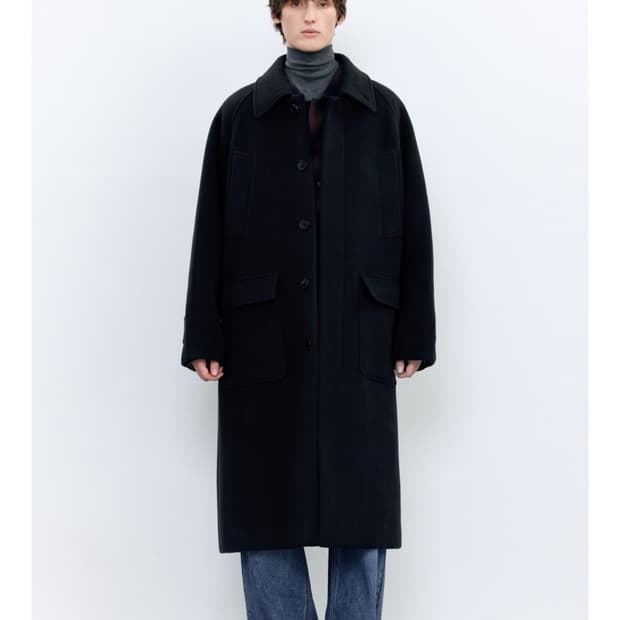 인사일런스 오버사이즈 발마칸 코트(Dark navy)