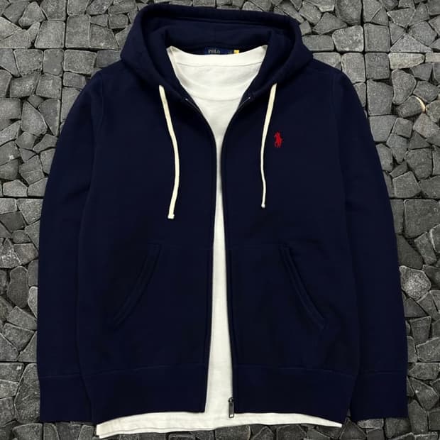 폴로 네이비 후드집업 L