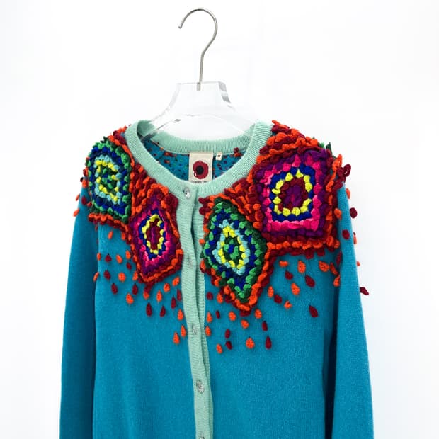 빈티지 울 블렌드 팝콘 스티치 가디건