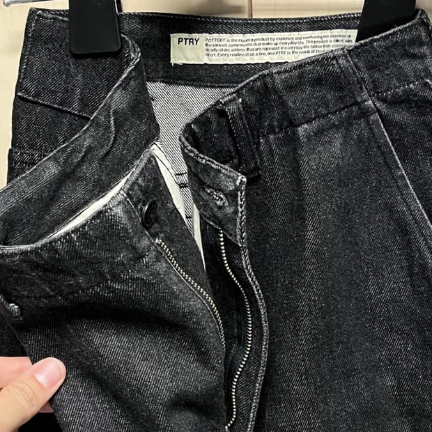 POTERY 포터리 원워시 블랙 데님 와이드 3size