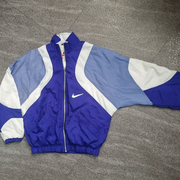 90s 빈티지 나이키 올드스쿨 바람막이 트랙재킷 블루 화이트