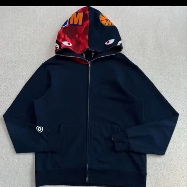 베이프 적계,네이비 정품 m 샤크후드