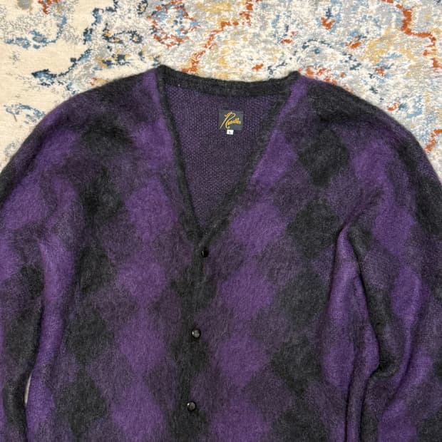 니들스 가디건 L 검보 다이아몬드 패턴