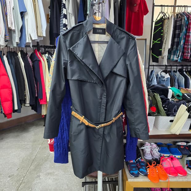 TIME 블랙 트렌치 코트 (1308)