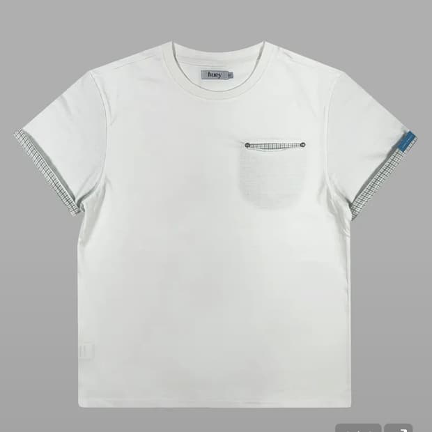 휴이 체크 롤업 반팔 티