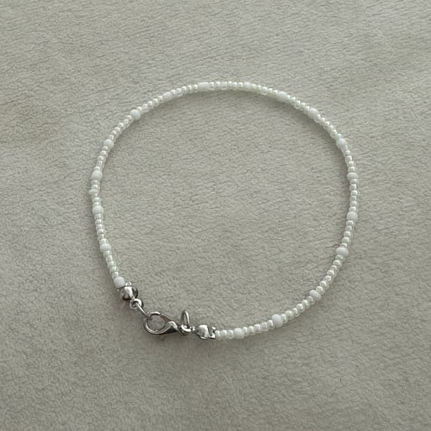 수제 비즈 팔찌 연두 화이트