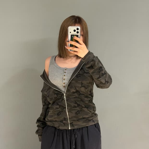 in the attic camo full zip-up