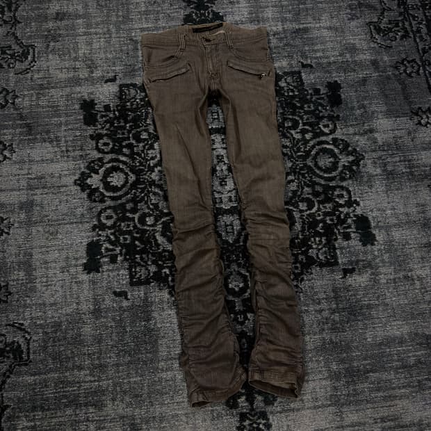 Schlussel grey shirring biker jean