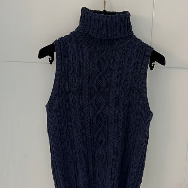 랄프로렌 목폴라 케이블 니트 조끼 44마른55정품