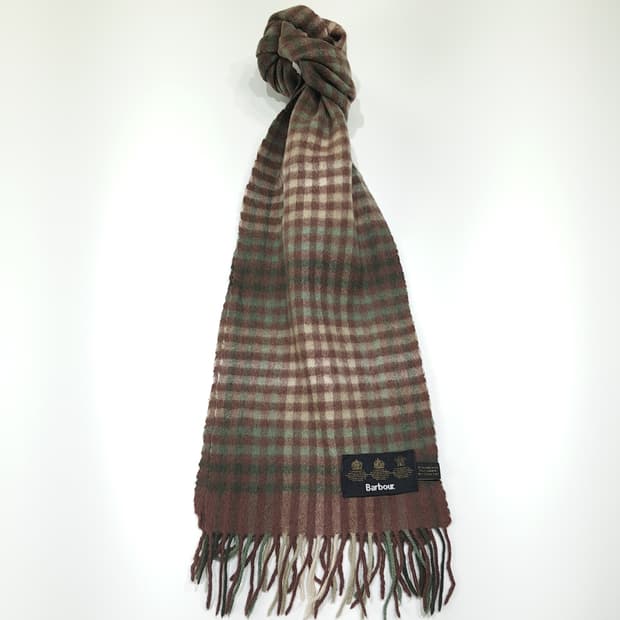 MX545 바버 90s 울캐시미어 체크 브라운 머플러 목도리