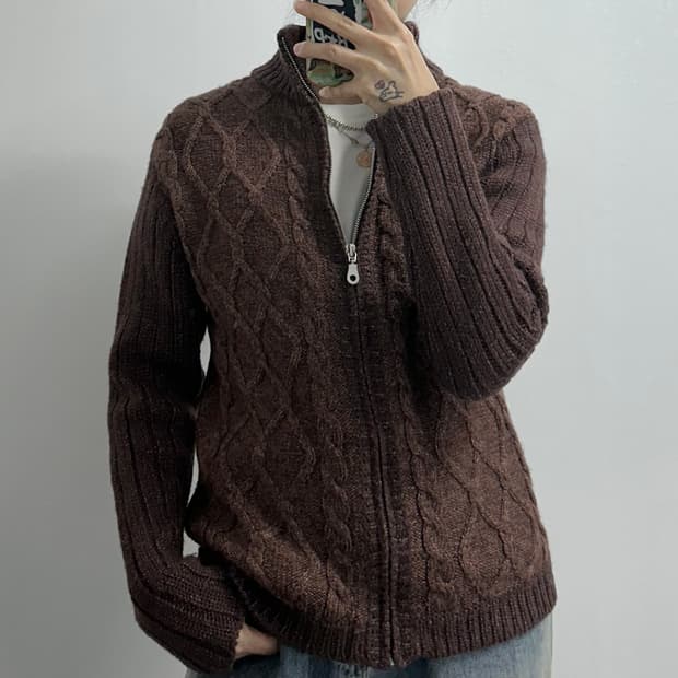 Japanese vintage 꽈배기 니트 집업 자켓 일본빈티지