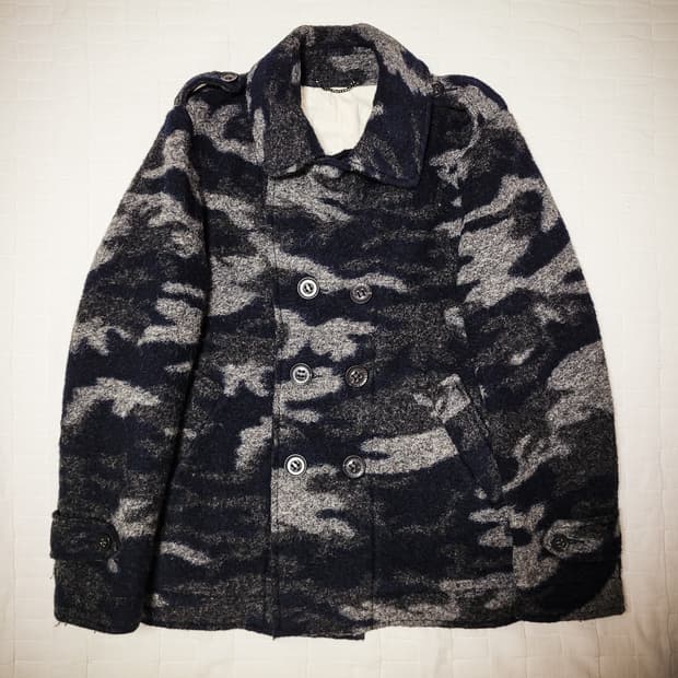 '00s 291295=HOMME Camo Wool Peacoat