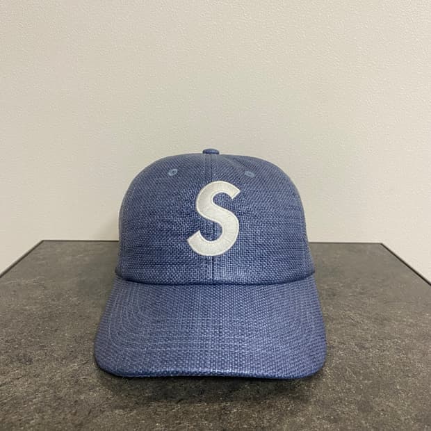 슈프림 S로고 볼캡 모자 라탄 블루