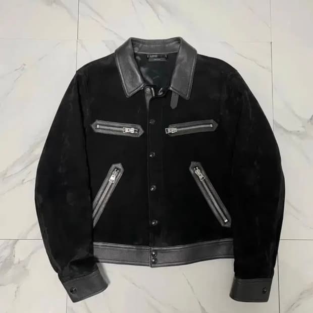 새상품 24FW 톰포드 콘트라스트 레더 스웨이드 자켓 56 정품택O