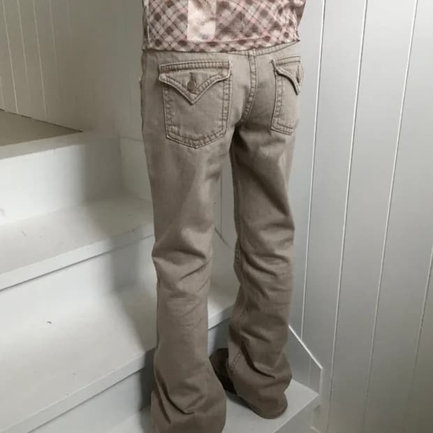 언버티 빈티지 로우 포켓 부츠컷 팬츠 베이지